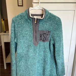 Marleylilly Teal and Gray Fleece Pullover
